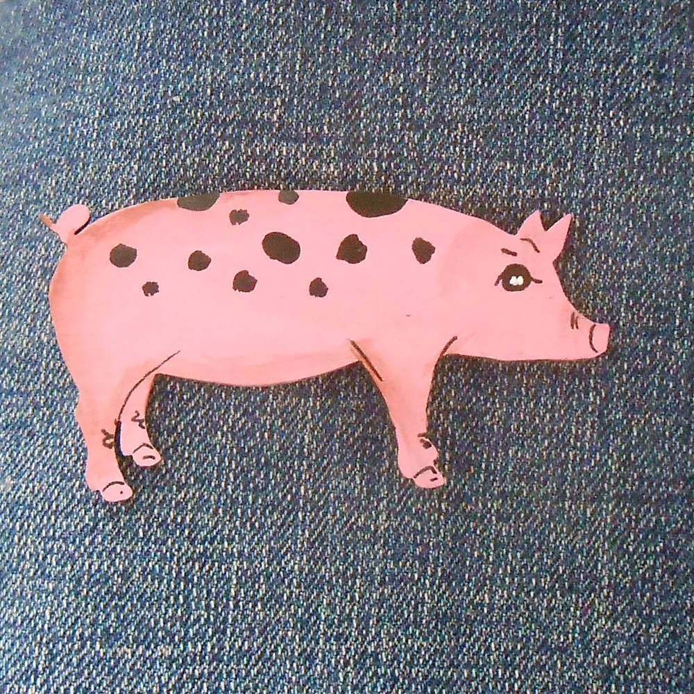 Pig Brooch/Pin hand painted wood Pig jewelry